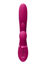 Vive Kura Rechargeable Silicone Triple Motor Thrusting G-Spot with Flapper and Air Wave Clit Stimulation Vibrator