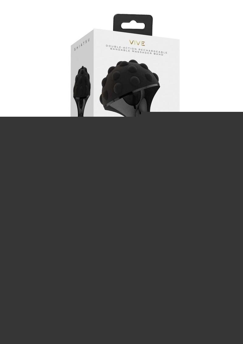 Vive Shiatsu Rechargeable Silicone Bendable Massager Wand - Black